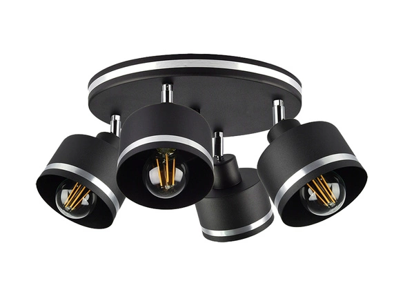Lampa sufitowa WAMA, czarny/srebrny, 4x40W E27