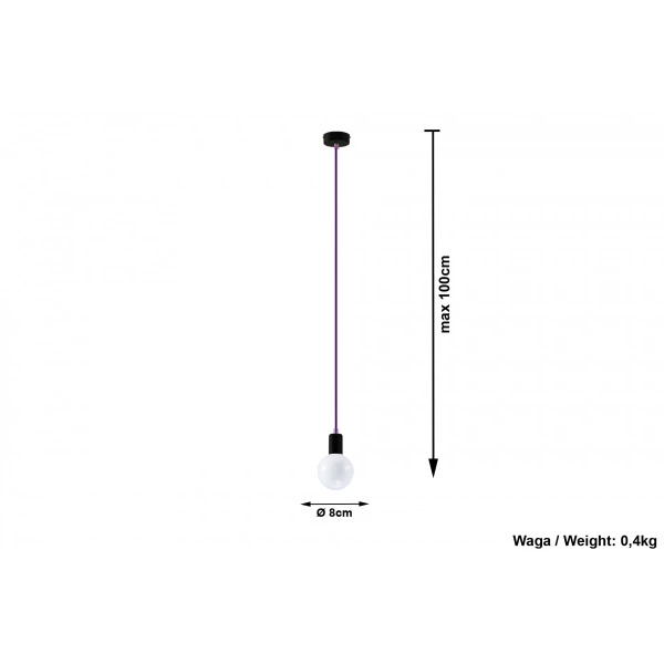 Lampa Wisząca EDISON SL.0156 czarny/fioletowy1xE27