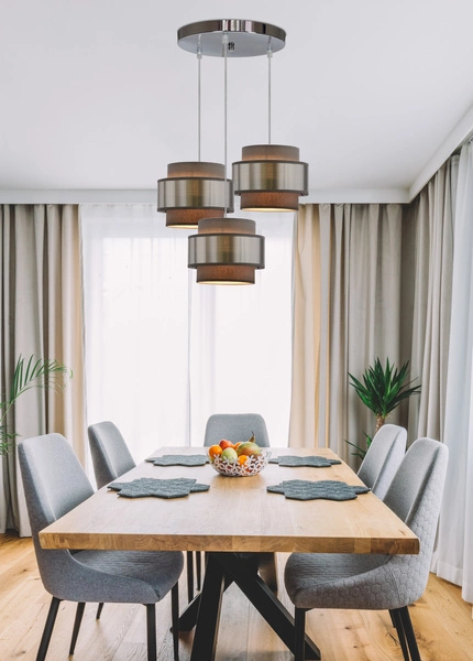 Lampa wisząca HARE, 33-18496, chrom/szary/srebrny, 3x60W E27