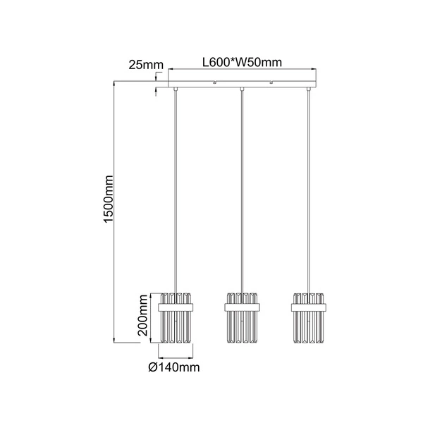 Lampa wisząca Vetro chrom 3xE14