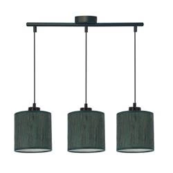 Patti lampa wisząca czarny 3x60 e27 abażur walec 15x15 plecionka zielona