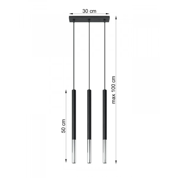 Lampa wisząca MOZAICA 3L SL.0886 czarny/chrom 3xG9