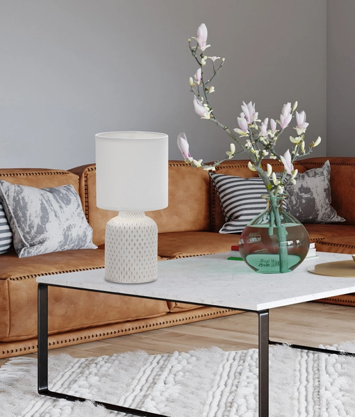 Lampa gabinetowa/stołowa/nocna INER 41-79848 ceramiczna biała 1x40W E14