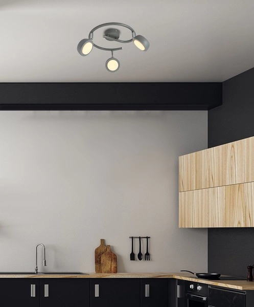 Lampa sufitowa MILD spirala, 3x6W LED, szary/chrom, barwa ciepła 3000K, 98-66558