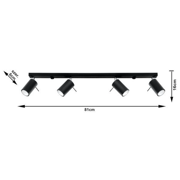 Plafon RING 4 punktowy Stal kolor czarny 40W, SL.0332