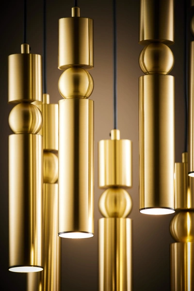 Nowoczesna Lampa wisząca ALAS wys. 35-136cm 7xG10 14W IP20 | Złoty