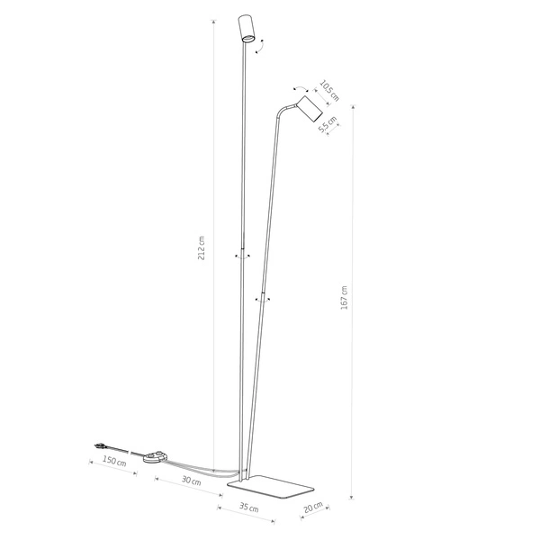 Lampa podłogowa podwójna MONO 120cm 2xGU10 | czarny 7708