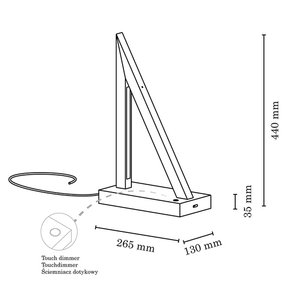 Lampa Stołowa Segel 2xLED 24V Zintegrowana 770lm 3000K 8,5W Drewno Bukowe Orzech/Czarna Tkanina Kabel z Dotykowym Ściemniaczem 7213976