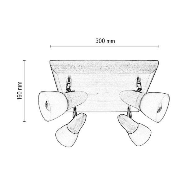 Lampa Sufitowa Julietta 4xE14 Max.40W Kirsch Drewno Bukowe/Chromowany Metal/Białe Szkło 2215430