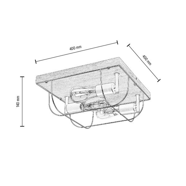 Lampa ścienna/sufitowa Netuno 4xE27 Max.15W LED Dąb Olejowany/Czarny Metal 92044474