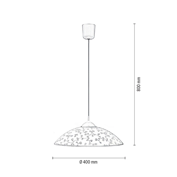 Lampa wisząca Flora 1xE27 Max.60W Biały materiał syntetyczny/Biały kabel z materiału syntetycznego/białe szkło 4044502A