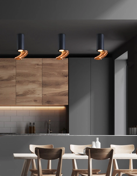 Lampa sufitowa TUBA 2277110 z regulowanymi pierścieniami, czarny/złoty, 1x15W GU10