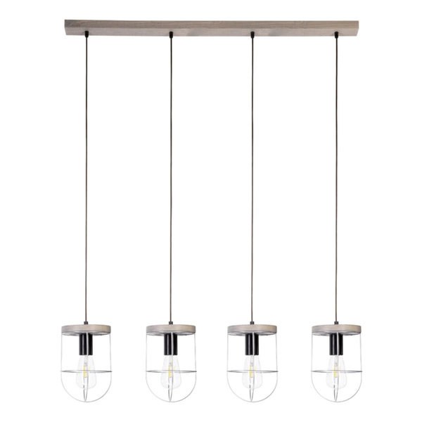 Lampa Wisząca Netuno 4xE27 Max.15W LED Witrażowa Sosna Szara/Czarny Metal/Czarny Kabel PCV/Srebrny Metal 1871759457