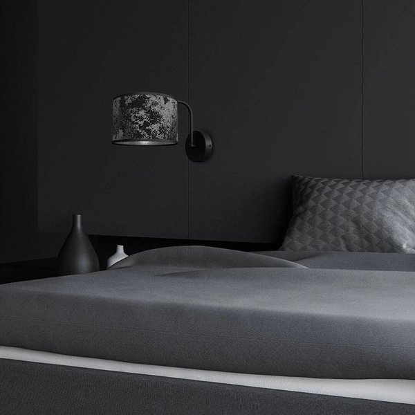 Stylowy kinkiet ścienny do salonu SATINO SILVER 1xE27 | czarny srebrny
