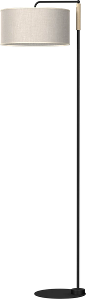 Lampa Podłogowa ATLANTA, MLP7454, czarny/drewno/beżowo-szary, 1x60W E27