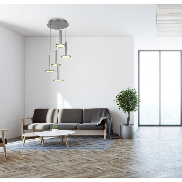 Lampa wisząca OLIVER śr. 38cm 60W LED barwa ciepła 3000K | nikiel satynowany