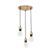 Drewniana lampa wisząca Clarte 3xE27 maks. 60W Dąb olejowany/Czarny metal/Czarny kabel z tkaniny 3274374R