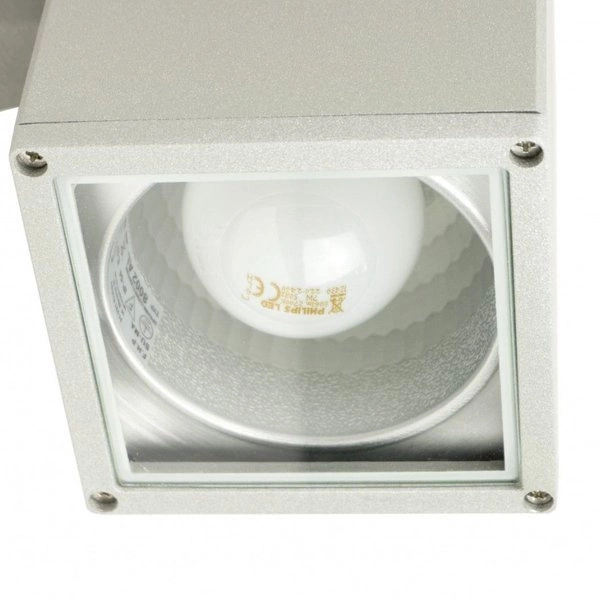 Kinkiet aluminiowy kwadratowy na elewację E27 ADELA 8002 AL | srebrny