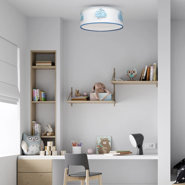 Lampa sufitowa AUTOMOBILE, biały/niebieski, 2x60W E27, MLP8285