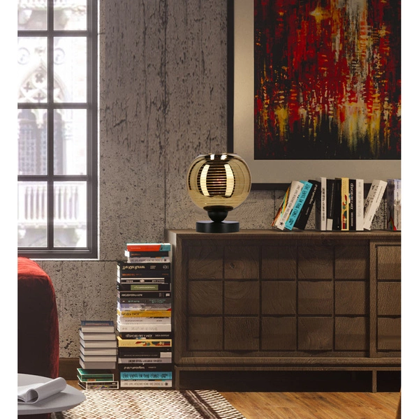 Trio lampa stołowa czarny 1x60w e27 klosz złoty