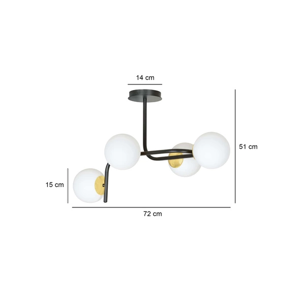 Lampa sufitowa Emibig RAGNAR 4A Czarny GOLD 1032/4A