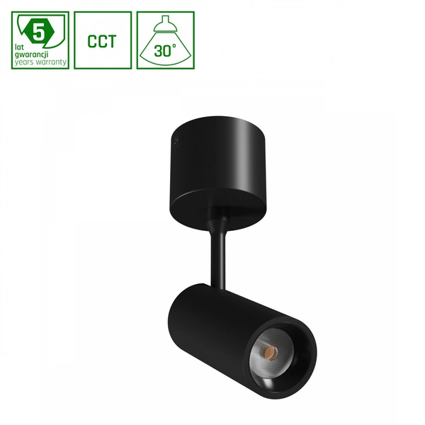 SPOT M OPRAWA NATYNKOWA 10W CCT 230V 30st IP20 śr.44 x145x205mm CZARNY 5 LAT GW. SPECTRUM