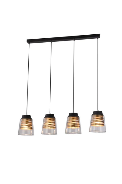 Lampa wisząca FRESNO, 34-78124, czarny/transparentny/złoty, 4x60W E27