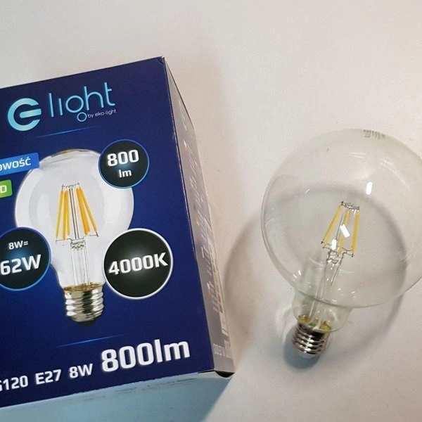 Żarówka Filamentowa LED 7W E27 G120 kulka barwa neutralna 4000K EKZF971