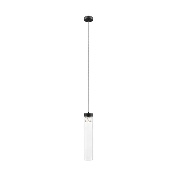 Nowoczesna lampa wisząca GEM szklana tuba 28,5cm kryształ G9 28W | czarny