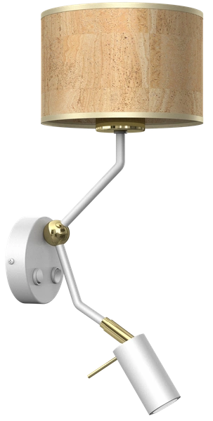 Kinkiet CORK, MLP7516, biały/korkowy, 1x40W E27 + 1x8W mini GU10
