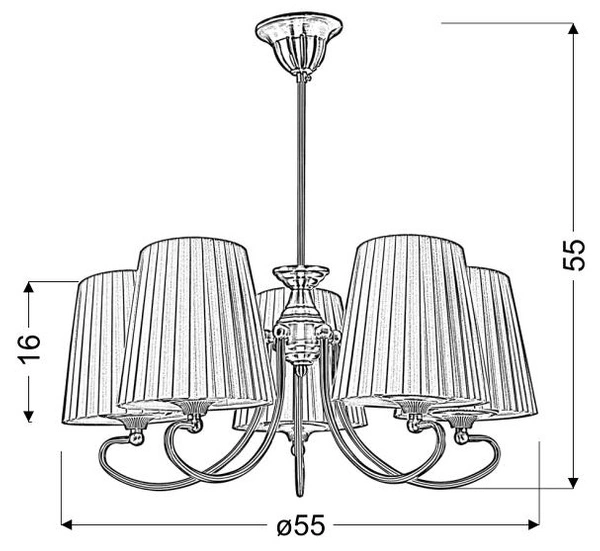 Lampa sufitowa MOZART 35-34083 patynowa miedź/ abażur miodowy 5x60W E27