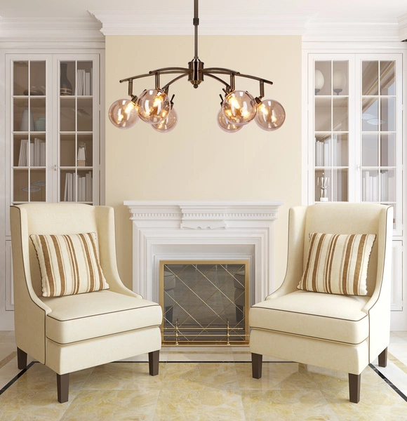 Lampa wisząca LENTINI, 36-16386, patynowa z bursztynowymi kloszami, 6x40W G9