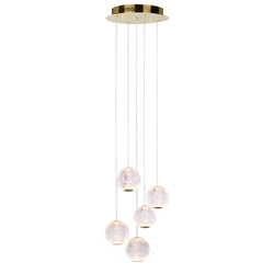 Lampa wisząca Rosario wys. cał. 120cm 21W 5xLED | złoty