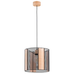 Lampa wisząca ALFA NETIS CZARNA & DREWNIANA 1xE27 32cm | 61381