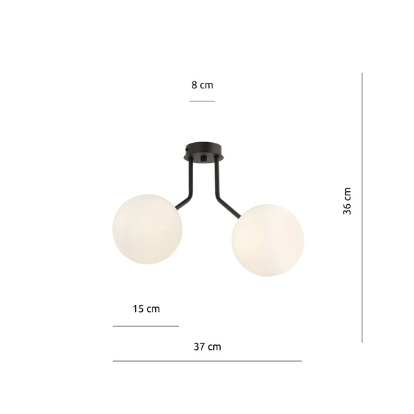 Lampa sufitowa Emibig NOVA 2 Czarny/OPAL 1138/2