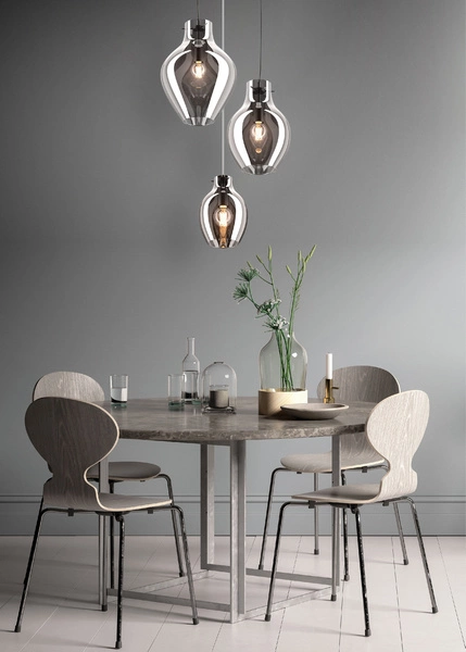 Lampa wisząca szklana BRESSO do salonu E27 śr. 38cm | chrom