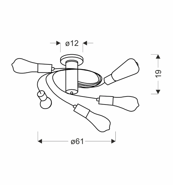 Lampa sufitowa FILETTA, 35-00835, czarna, 5x40W E27