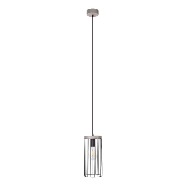 Lampa Wisząca Timeo 1xE27 Max.60W Bejcowana Sosna Szara/Czarny Kabel PCV/Czarny Metal 195109157