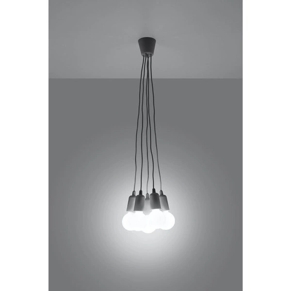 Lampa Wisząca DIEGO 5, PCV Szara, E27 60W, SL.0577