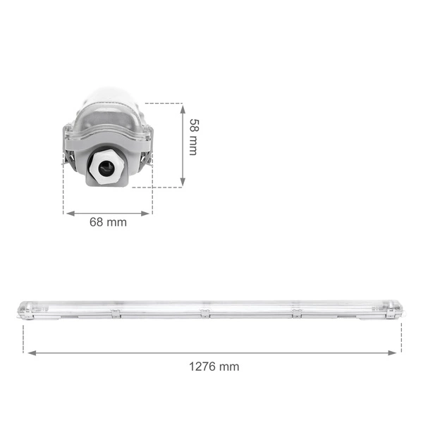 LIMEA LED TUBE SLIM HERMETYK G13 1x120 250V IP65 1310x65x63 mm SZARY
