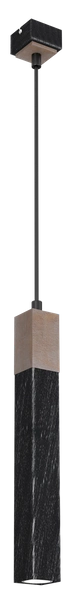 Lampa wisząca SOLO, MLP7469, przecierany czarny/drewno patynowane, 1x5W mini GU10