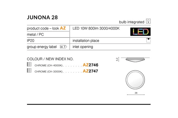 Azzardo JUNONA 28 4000K CHROME 2746