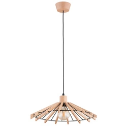 Lampa wisząca ALFA NATKA DREWNIANA 1xE27 44cm | 61443