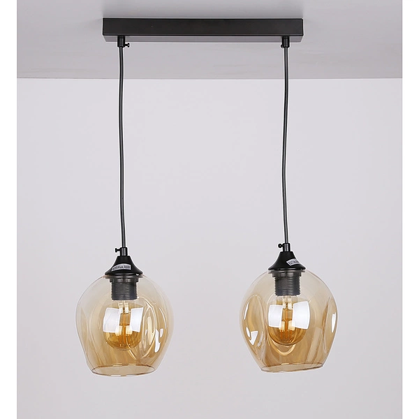 Lampa wisząca ASPA, czarna z brązowymi kloszami, 2x40W E27