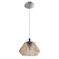 Lampa wisząca Bali 1xE27 maks. 60W chromowany metal/przezroczysty kabel PVC/brązowe szkło 1198128