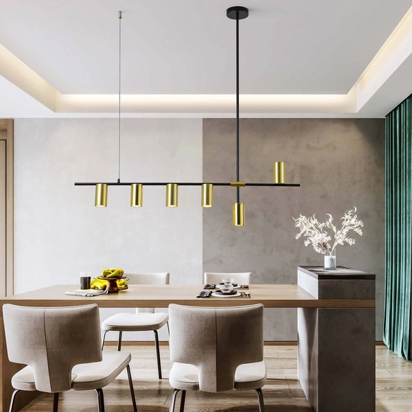 Nowoczesna lampa wisząca ARIZONA 6, czarny/złoty, 6x40W GU10