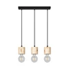 Lampa Wisząca Pino 3xE27 Max.60W Naturalna Sosna/Czarny Metal/Czarny Kabel PCV 7161350