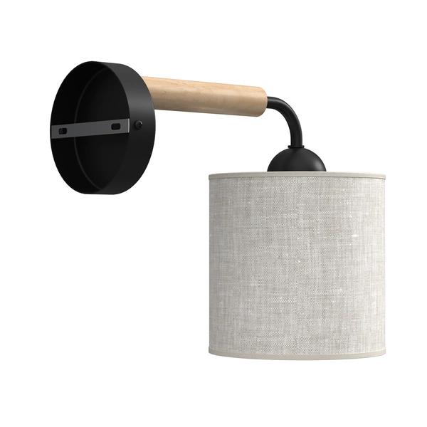 Kinkiet ATLANTA, MLP7450, czarny/drewno/beżowo-szary, 1x60W E27