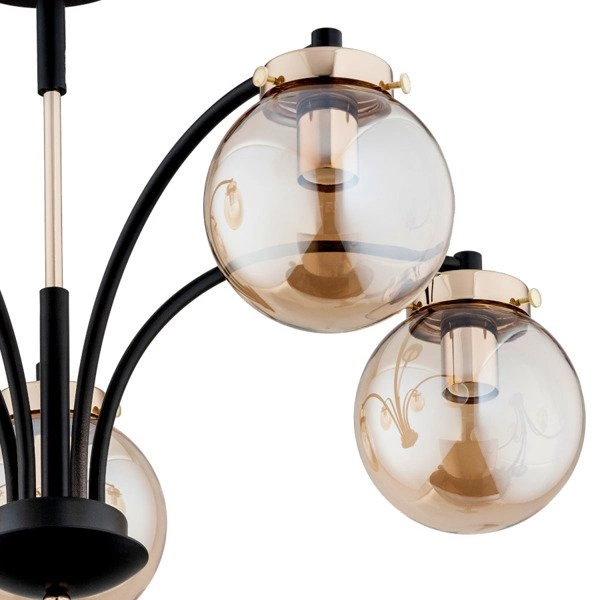 Lampa sufitowa ALFA VIOLA CZARNO-ZŁOTA 5xE14 60cm | 25545