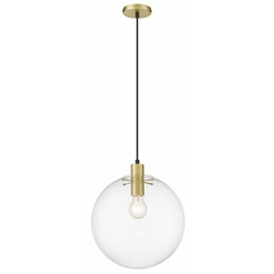 Lampa wisząca PUERTO, śr. 30cm, złota z transparentnym kloszem, 1x50W E27